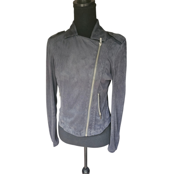 LC Lauren Conrad Charcoal Polyester Moto Jacket Size 2 - Picture 1 of 8